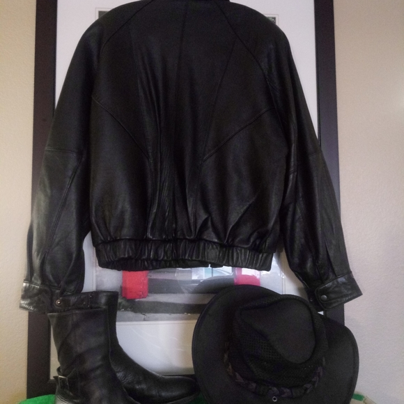 Vintage Leather Moto Bomber Jacket Designer Alvear - Picture 4 of 4